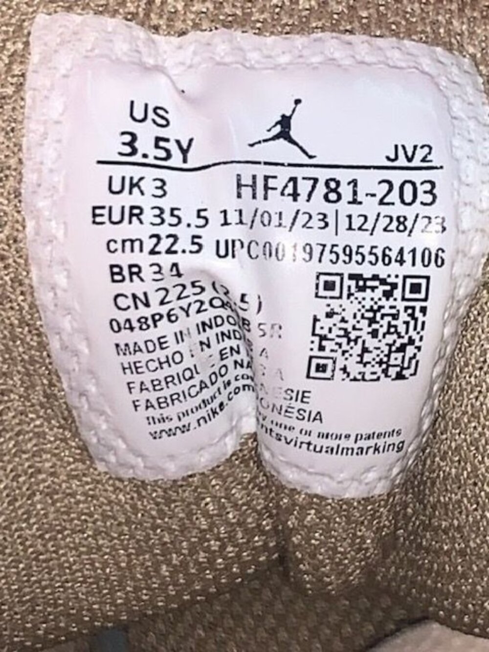 Nike Air Jordan 1 Mid GS Legend Brown Khaki Kids Size 3.5 Y HF4781-203 Sneakers - Picture 13 of 14